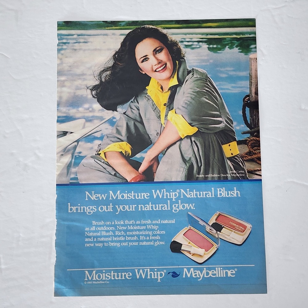 Vintage Print Ad Lynda Carter Maybelline Moisture Whip blush clipping 1985
